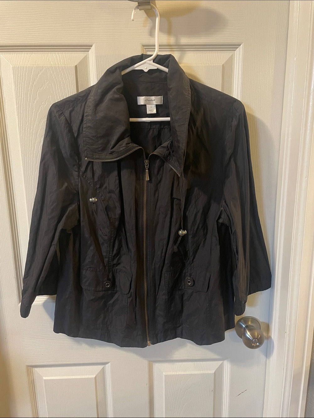 CJ Banks Lightweight Black Women's Jacket with Stand Collar, size X (14)